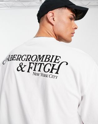 Abercrombie & Fitch back gel logo heavyweight oversized t-shirt in white