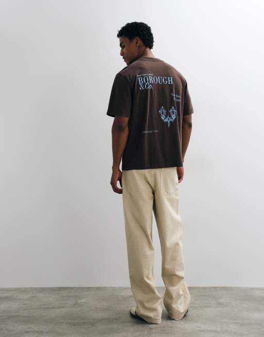 Abercrombie & Fitch back graphic heavyweight t-shirt in brown, 3 of 5