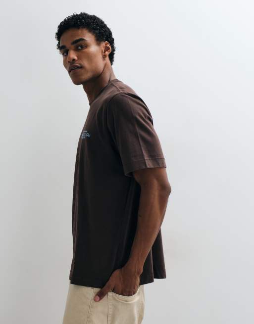 Abercrombie & Fitch back graphic heavyweight t-shirt in brown, 4 of 5