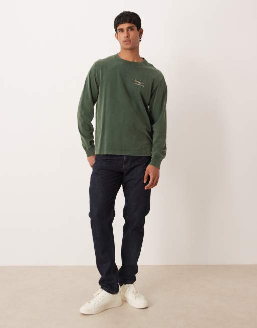 Abercrombie & Fitch back graphic long sleeve top in green, 2 of 5