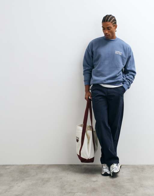 Abercrombie & Fitch back graphic sweatshirt in blue, 3 of 5
