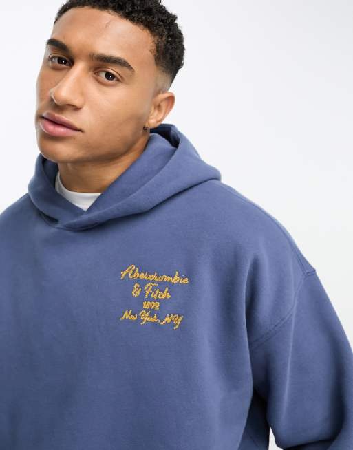 Abercrombie Fitch back logo hoodie in light blue ASOS