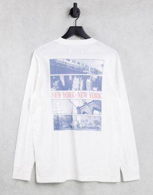 Abercrombie & Fitch back logo print long sleeve top in white