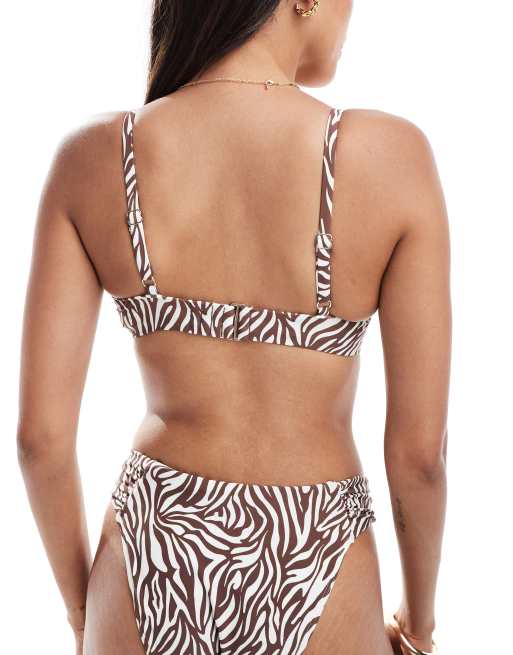 Abercrombie & Fitch – Bademode – Curve Love – Gerafftes Bügel-Bikinioberteil mit Zebramuster, Kombiteil, 2 von 4