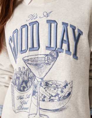 Abercrombie & Fitch Badge Detail Sweat Top In Gray