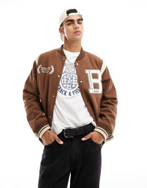 Varsity bomber jacket mens hot sale