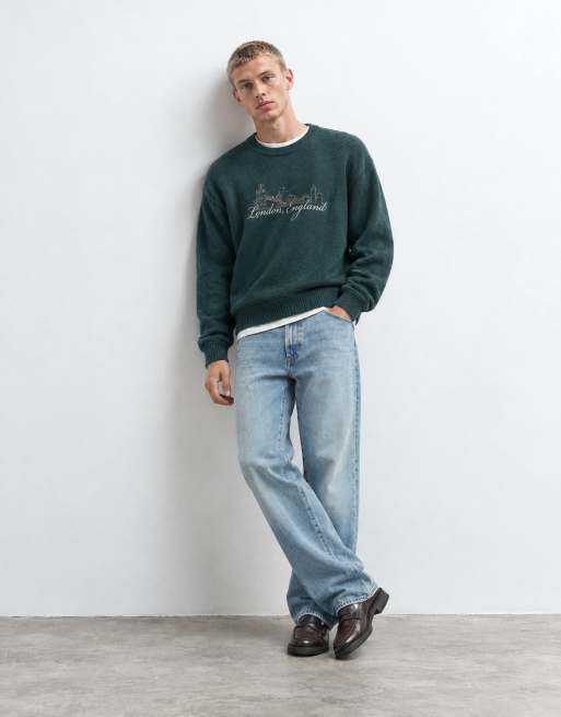 Abercrombie & Fitch - Baggy blå jeans med grøn toning, 6 af 10