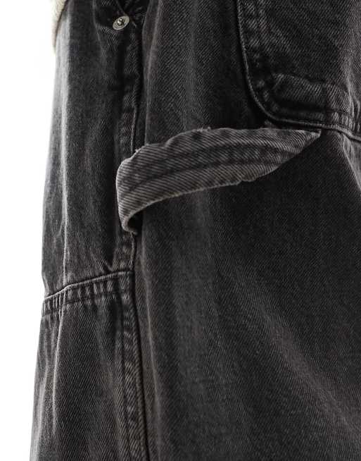 Abercrombie & Fitch baggy carpenter jeans in black, 5 of 5