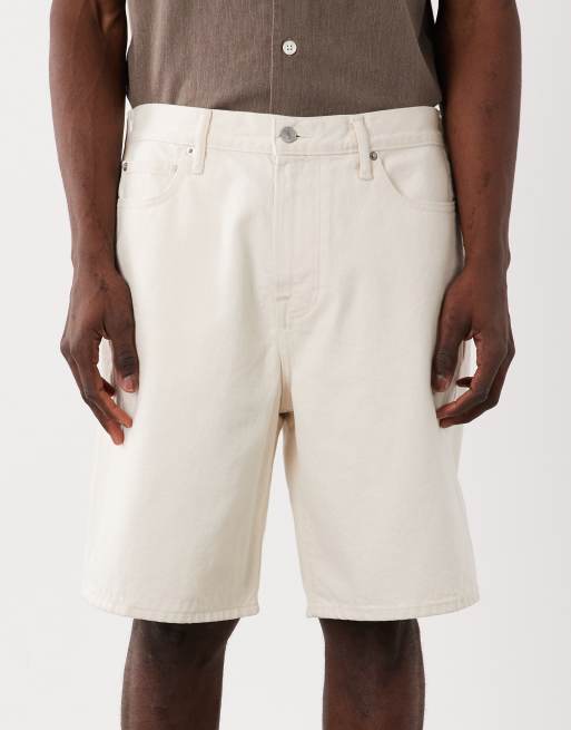 Abercrombie & Fitch baggy denim carpenter jorts in cream, 3 of 5
