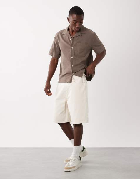 Abercrombie & Fitch - Baggy denim timmermansjort in crème - view 1