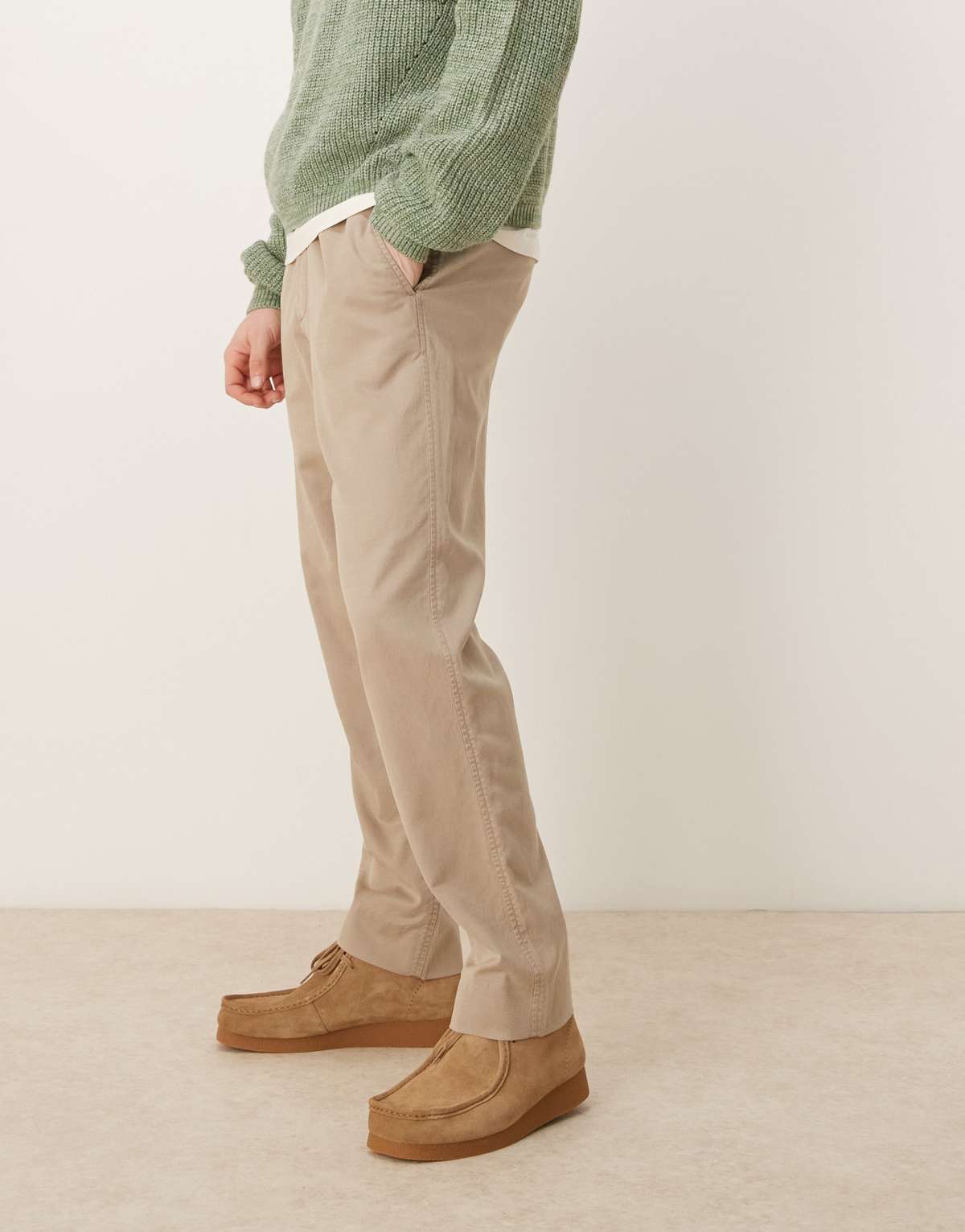 Abercrombie & Fitch baggy drawstring trousers in stone