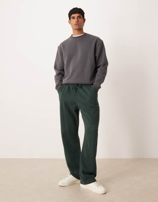 Abercrombie & Fitch baggy essential open hem joggers in green, 2 of 5