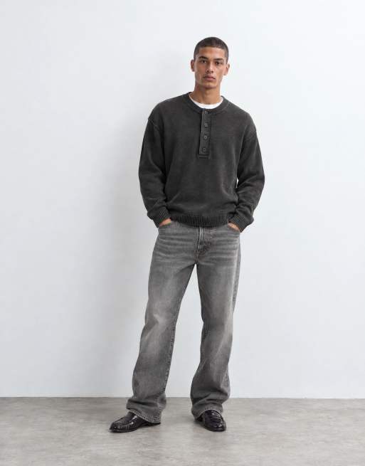 Abercrombie & Fitch baggy fit jeans i mørkegrå vask, 10 af 10