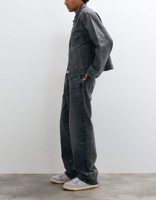 Abercrombie & Fitch baggy fit jeans i mørkegrå vask, 2 af 10
