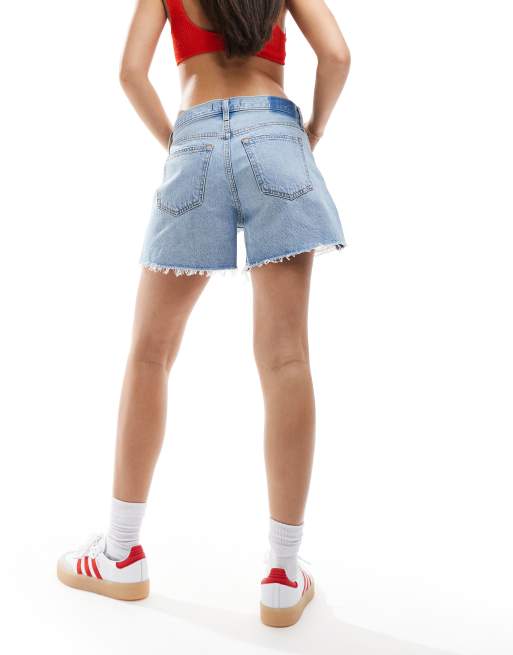 Abercrombie Fitch baggy fit low rise denim shorts in light wash ASOS