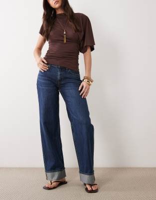 Abercrombie & Fitch Baggy Fit Low Rise Jeans In Brown