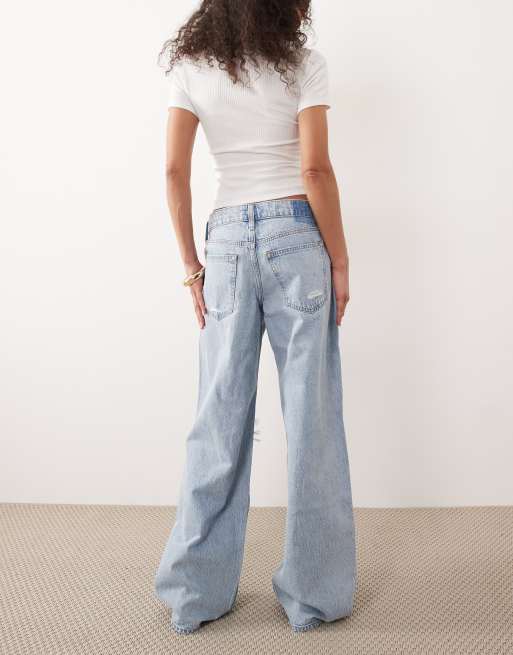 Abercrombie & Fitch baggy fit low rise jeans with crochet rip