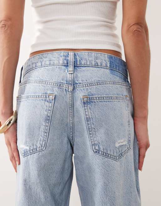 Abercrombie & Fitch baggy fit low rise jeans with crochet rip