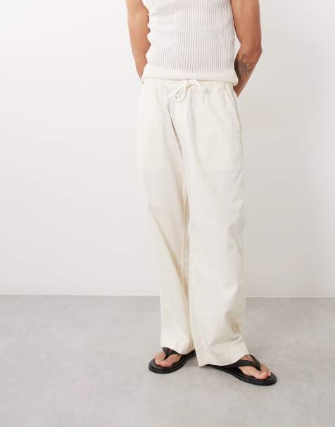 Abercrombie & Fitch – Baggy-Hose aus Seersucker in Creme mit hohem Baumwollanteil - view 1
