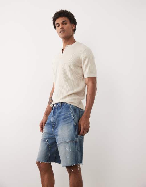 Abercrombie & Fitch - Baggy indigoblå tømrer-jorts, 3 af 5