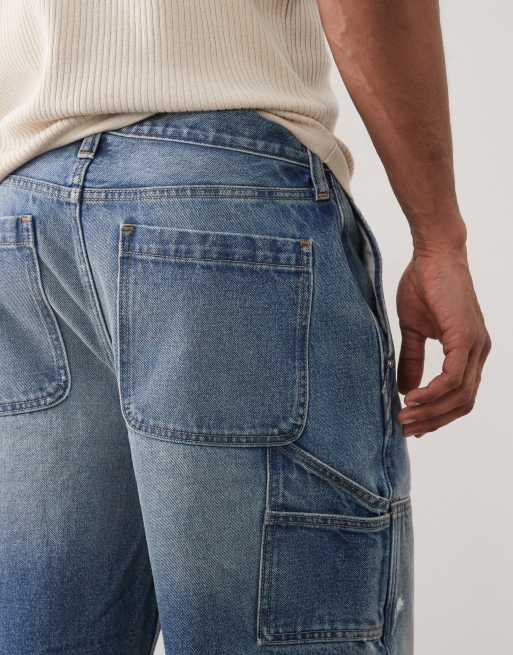 Abercrombie & Fitch - Baggy indigoblå tømrer-jorts, 4 af 5