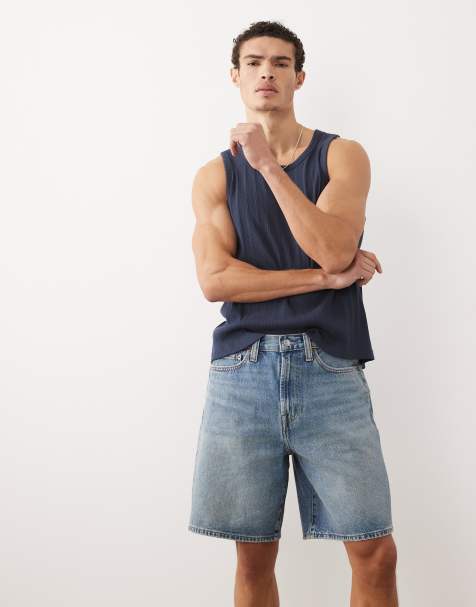 Abercrombie & Fitch - Baggy jeans short in middenblauwe wassing - view 1