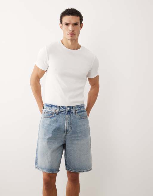 Abercrombie & Fitch baggy jorts in light blue wash, 3 of 5