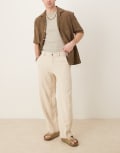 [Abercrombie & Fitch] Abercrombie & Fitch baggy linen blend pants in beige-Neutral W28 L30 BEIGE TEXTURE