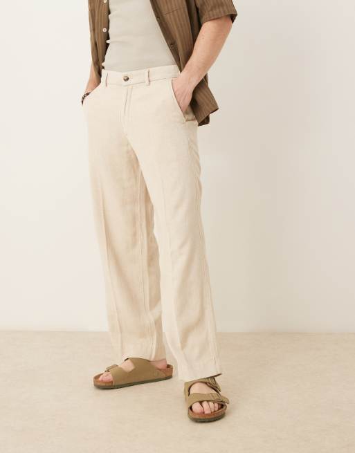 Abercrombie & Fitch baggy linen blend pants in beige, 2 of 5
