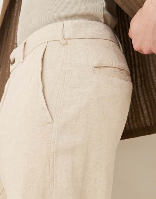 Abercrombie & Fitch baggy linen blend pants in beige, 5 of 5