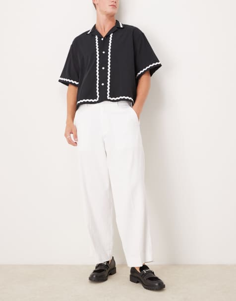 Abercrombie & Fitch baggy linen pants in cream - view 1