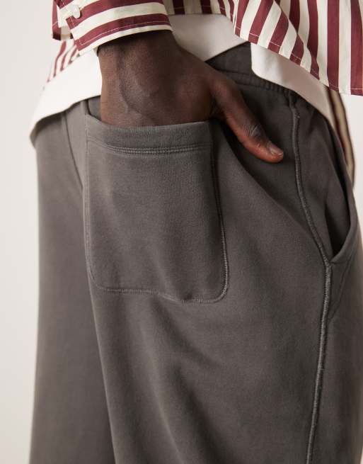 Abercrombie & Fitch baggy open hem drawstring trackies in grey, 2 of 5