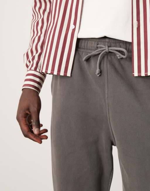 Abercrombie & Fitch baggy open hem drawstring trackies in grey, 5 of 5