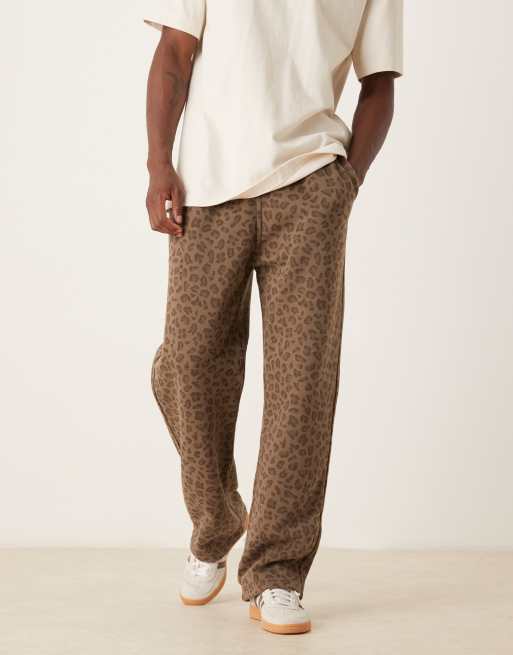 Abercrombie & Fitch baggy open hem joggers in leopard print, 2 of 5