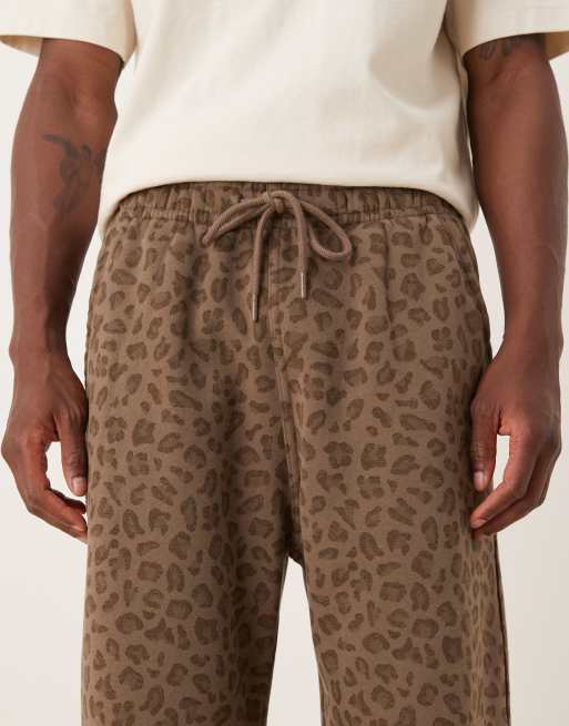 Abercrombie & Fitch baggy open hem joggers in leopard print, 4 of 5