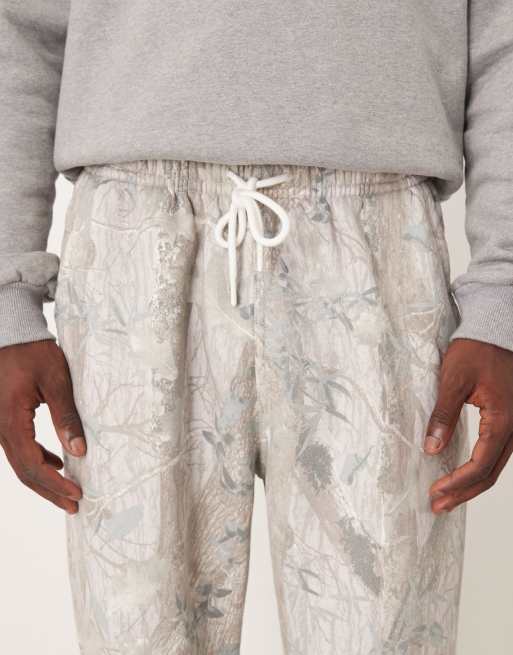 Abercrombie & Fitch baggy open hem joggers in sage camo, 4 of 5