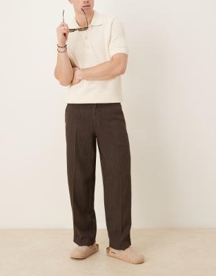 Abercrombie & Fitch baggy pants in brown pinstripes