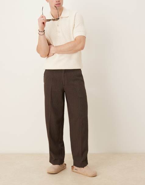 Abercrombie & Fitch baggy pinstripe trouser in brown - view 1