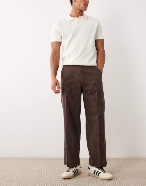 Abercrombie & Fitch baggy pull on pants in brown stripe - view 1