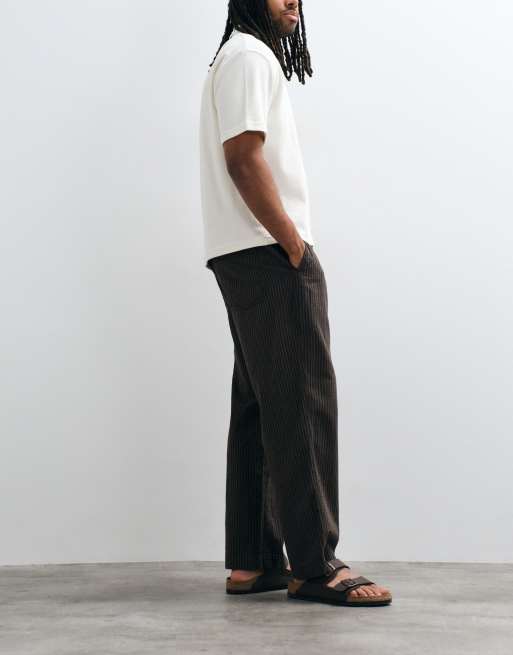 Abercrombie & Fitch baggy pull-on-seersuckerbyxor i brunt, 3 av 5