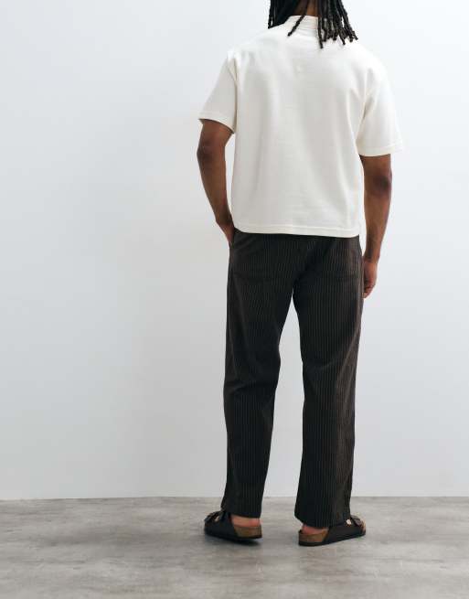 Abercrombie & Fitch baggy pull-on-seersuckerbyxor i brunt, 4 av 5
