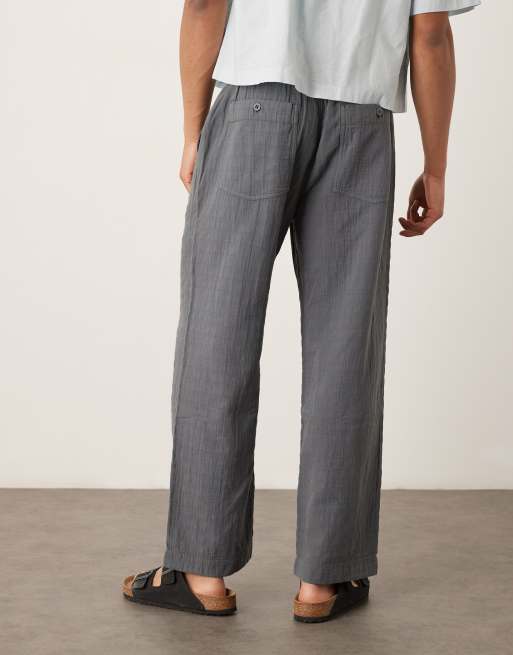 Abercrombie & Fitch baggy pull on textured pants in gray, 4 of 5