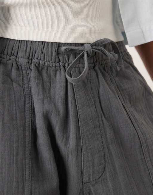 Abercrombie & Fitch baggy pull on textured pants in gray, 5 of 5