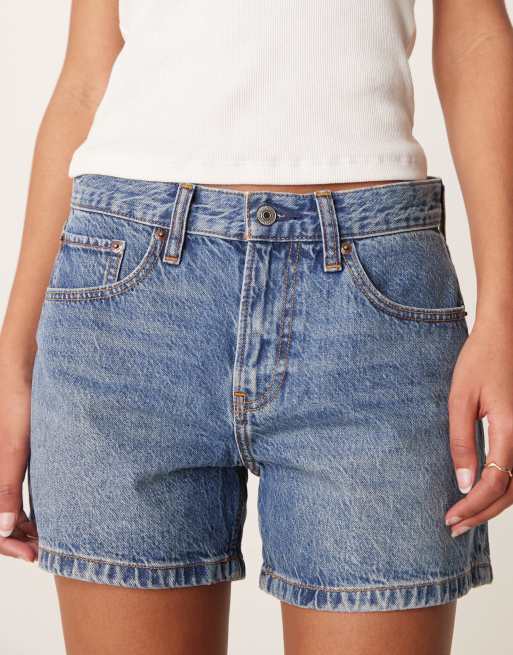Abercrombie & Fitch baggy short in medium wash, 5 of 5