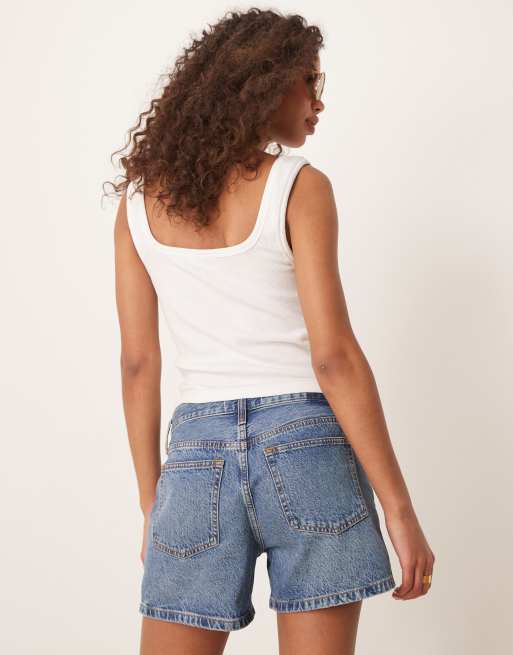 Abercrombie & Fitch baggy shorts in medium wash, 4 of 5
