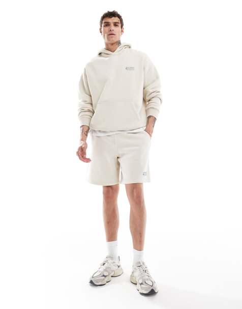 Abercrombie & Fitch – Baggy-Sweatshorts in Beige mit kleinem Logo, Kombiteil - view 1