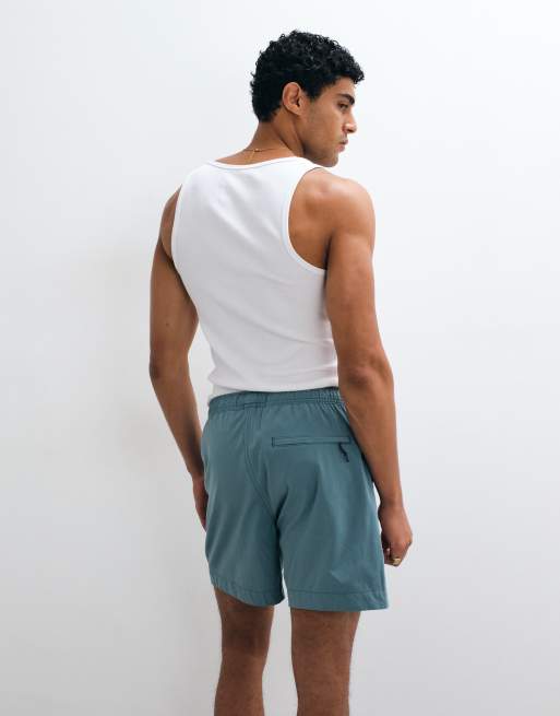 Abercrombie & Fitch baggy tech shorts in green, 4 of 5