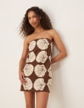 [Abercrombie & Fitch] Abercrombie & Fitch bandeau linen mini skort dress in brown seashell 2XS BEIGE