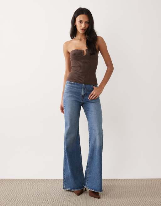 Abercrombie & Fitch - Bandeau-top met gestructureerd hardware-detail in bruin, 2 van 4