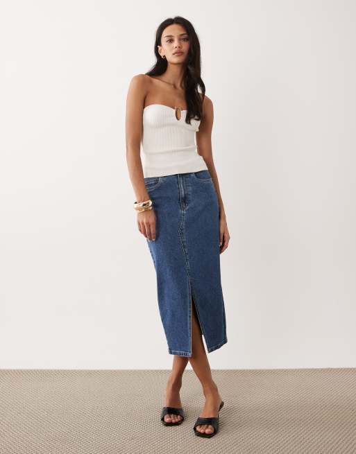 Abercrombie & Fitch bandeau top with structured hardware detail in white, 2 of 4